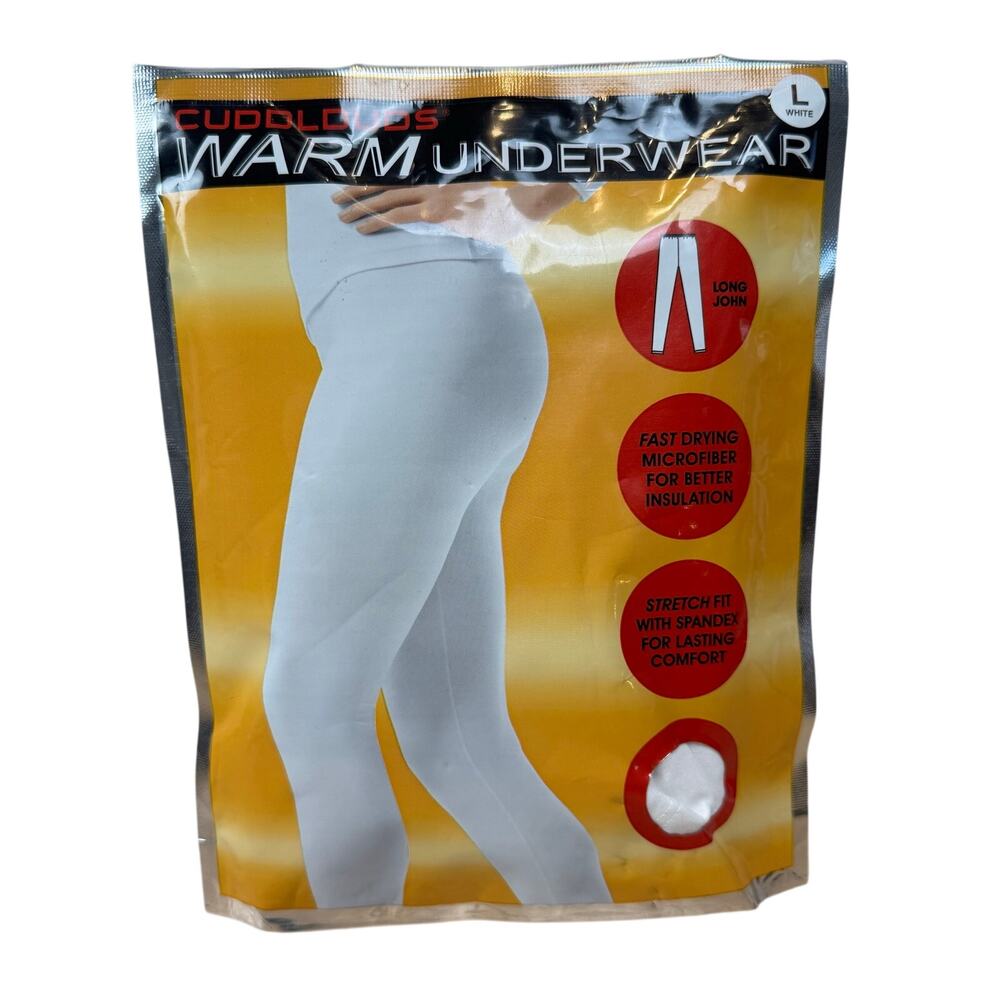 Cuddl Duds New LARGE Warm Womens White  Microfiber Thermal Underwear (2 Pair)